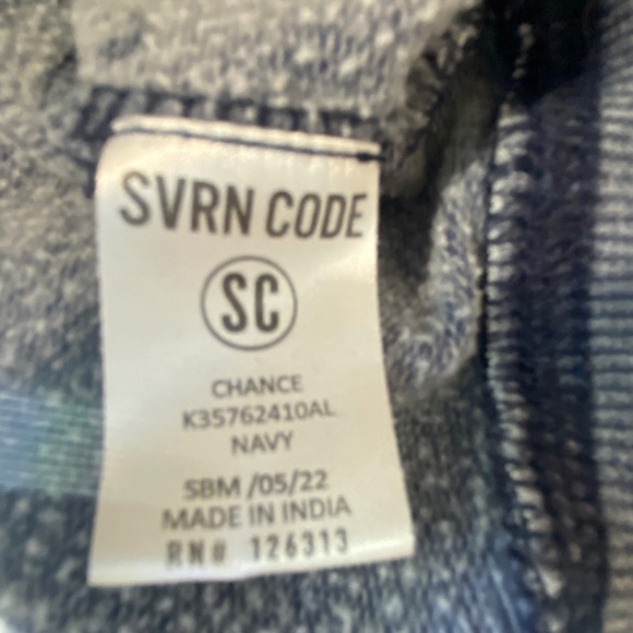 SVRN Code Navy Distressed Washed 1/4 Snap Pullover - Picture 7 of 10